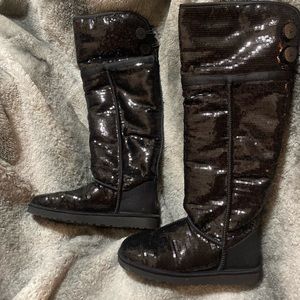 BRAND NEW OVER THE THIGH BLACK SEQUINS UGG BOOTS